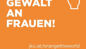 Titelbild Stoppt Gewalt an Frauen - weiße Schrift auf orangem Hintergrund, rechts neben der Schrift findet sich noch eine erhobene Hand die Stopp signalisiert