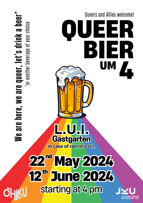 [Translate to Englisch:] Einladungsposter Queer Beer um 4